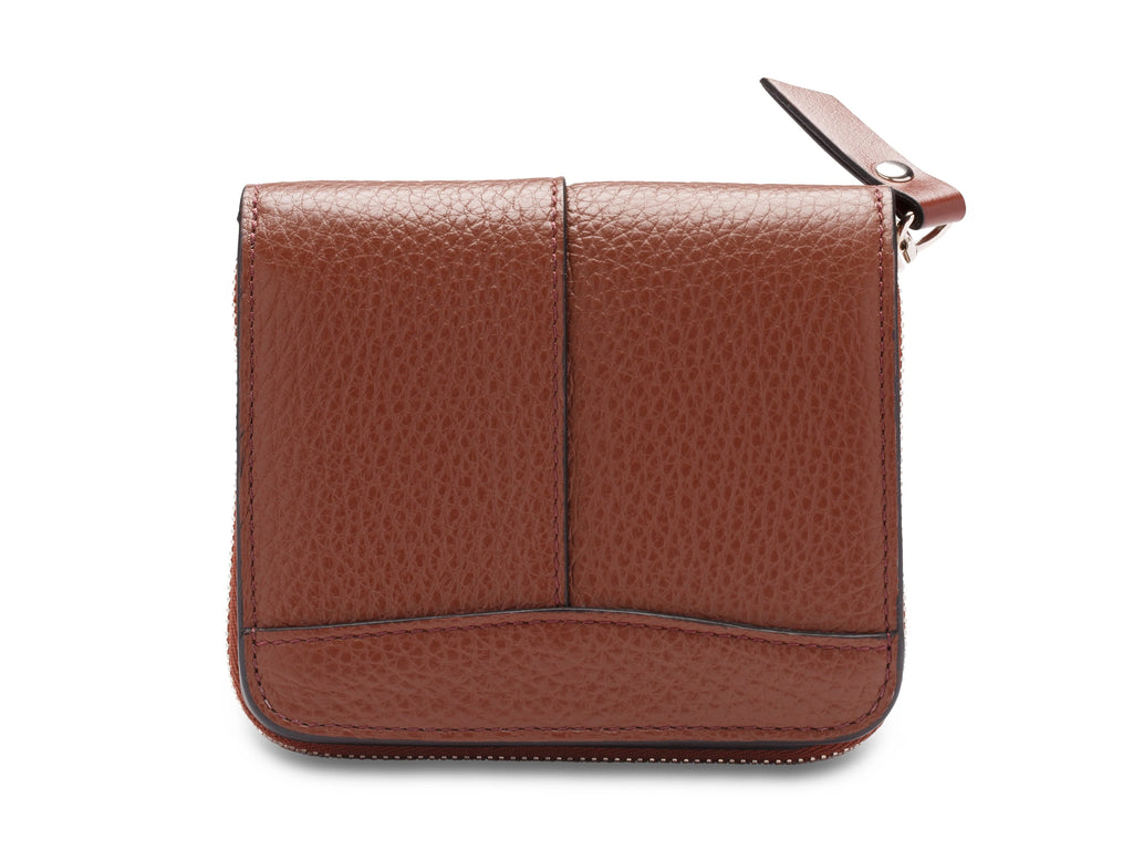 Multi-Color Pebbled Leather Zip Wallet Bag with Detachable Zipper Tab