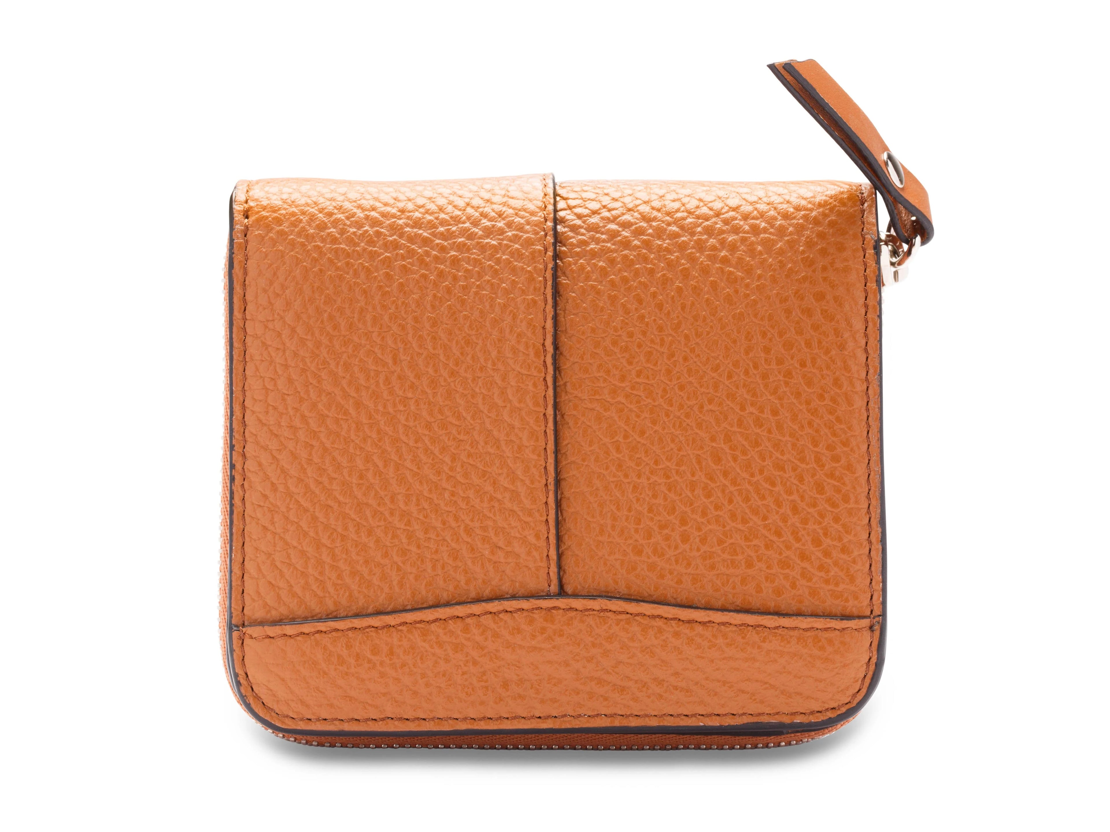 Multi-Color Pebbled Leather Zip Wallet Bag with Detachable Zipper Tab