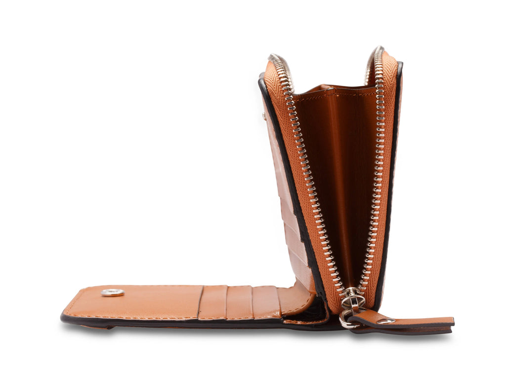 Multi-Color Pebbled Leather Zip Wallet Bag with Detachable Zipper Tab