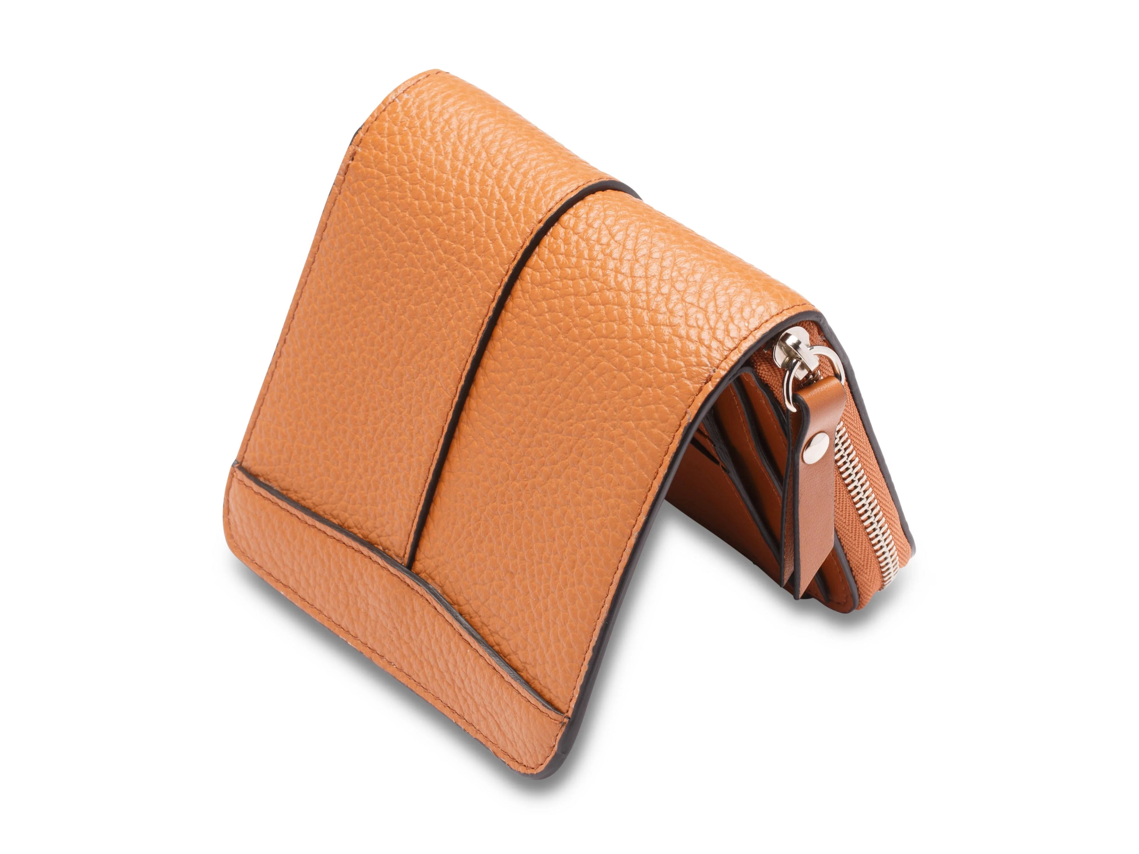 Multi-Color Pebbled Leather Zip Wallet Bag with Detachable Zipper Tab