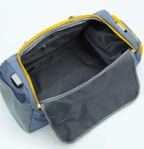 Light Blue Color Block Gym Bag with Adjustable Strap