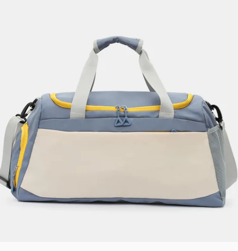 Light Blue Color Block Gym Bag with Adjustable Strap