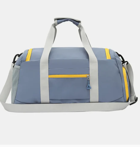 Light Blue Color Block Gym Bag with Adjustable Strap