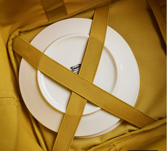 Mustard Yellow Multi-pocket Insulated Lunch Bag with Detachable Shoulder Strap