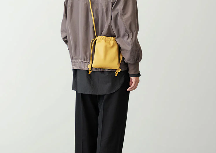 Leather Drawstring Crossbody Bag for Weekend Daily Outings
