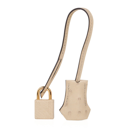 Warm Pale Parchment Speckled Medium Structured Trapezoid Tote With Luminous Warm Golden Twist Lock Hardware And Tonal Suspended Metal Padlock Charm
