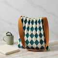 Diamond Pleated Daily Tote Bag with Wide Matching Shoulder Strap