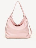 Soft Pink Leather Convertible Shoulder Bag for Daily Commute & Travel