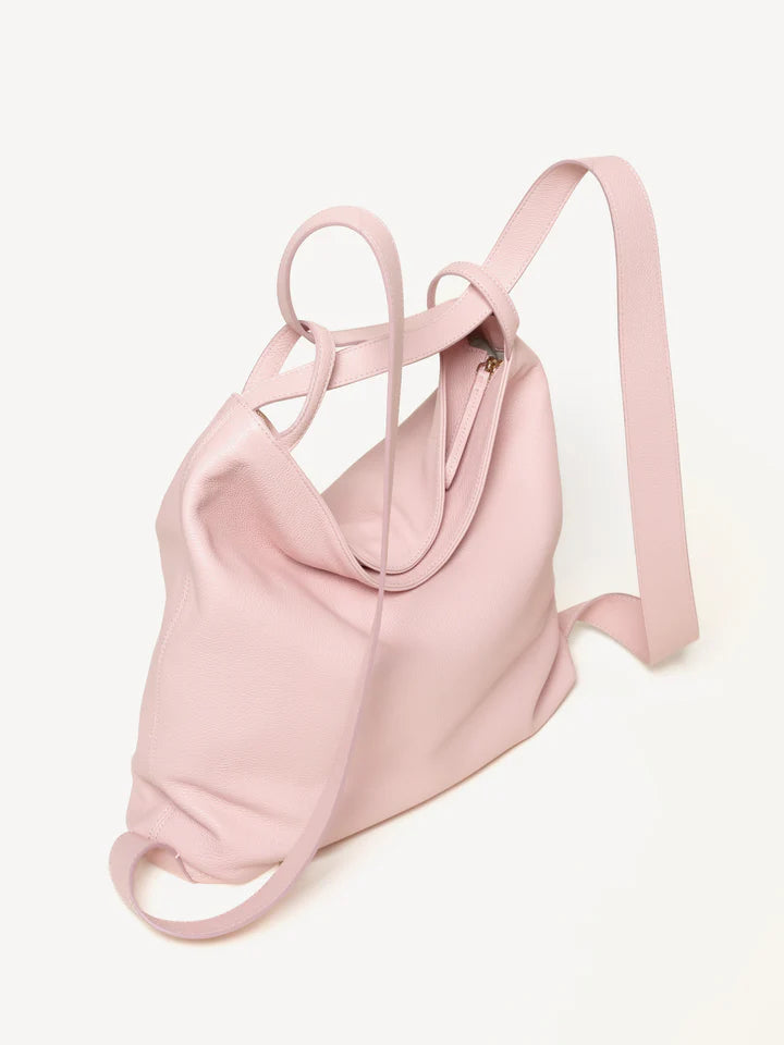 Soft Pink Leather Convertible Shoulder Bag for Daily Commute & Travel