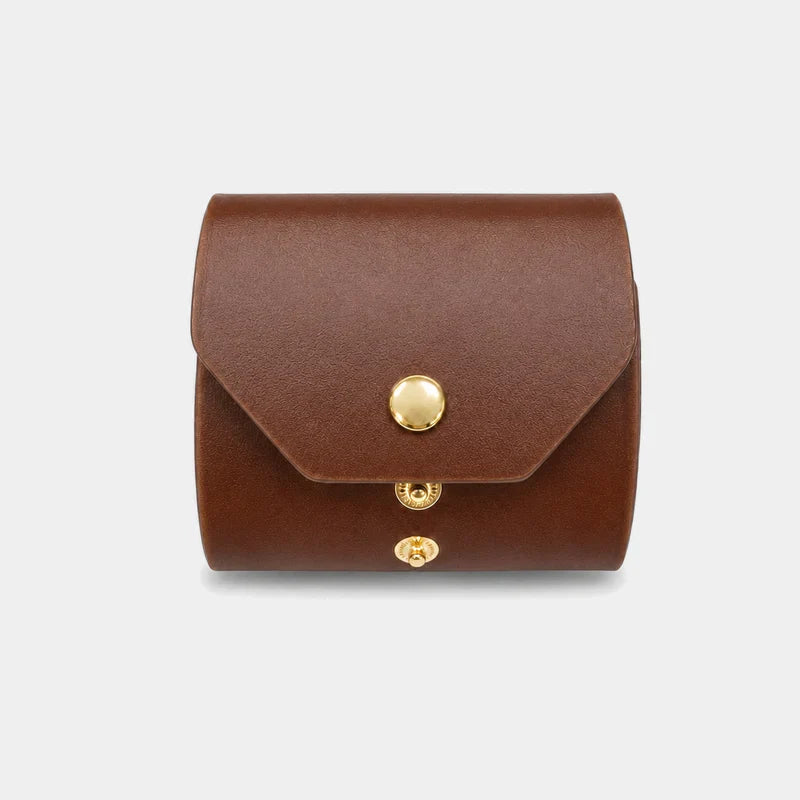 Multi-color Matte Minimal Leather Mini Bag with Metal Snap Accessory