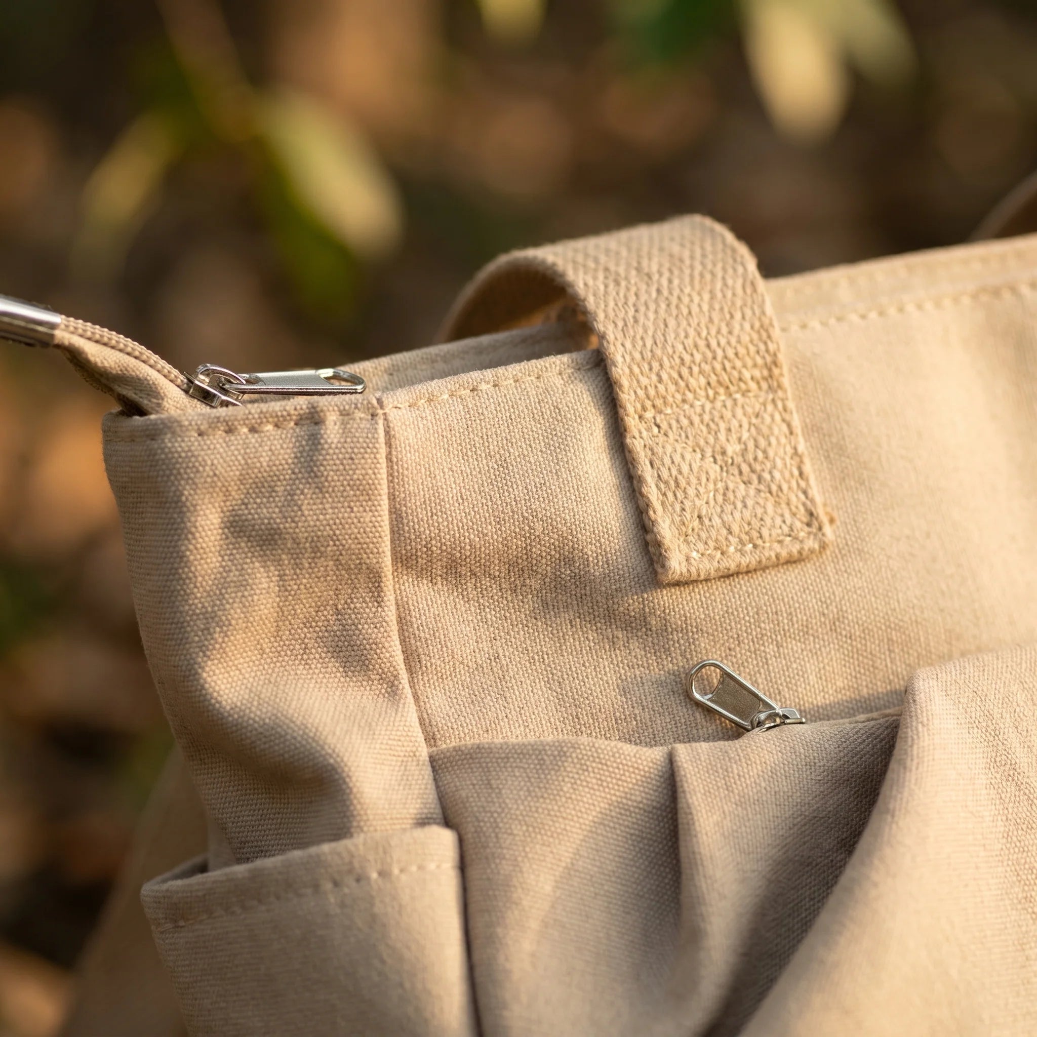 Taupe Neutral Multi-Pocket Shoulder Bag for Daily Beach & Commute Outings