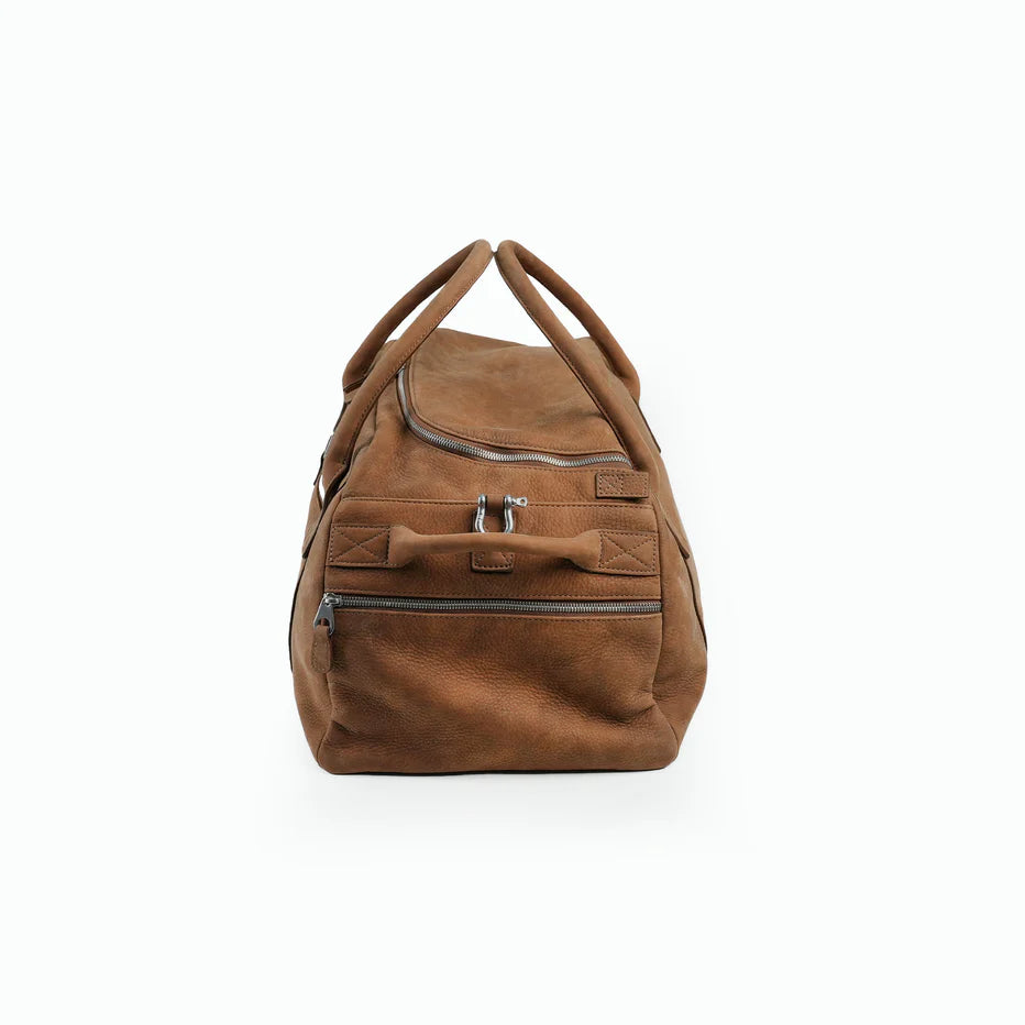 Vintage Brown Leather Weekender Duffle Bag for Gym & Short Travel Trips
