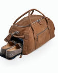 Vintage Brown Leather Weekender Duffle Bag for Gym & Short Travel Trips