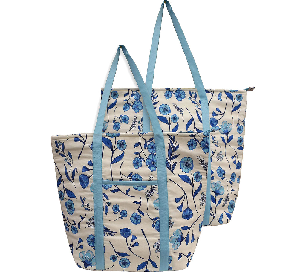 Assorted Floral Print Cooler Tote Bag Set in Various Color Options