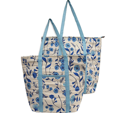 Assorted Floral Print Cooler Tote Bag Set in Various Color Options