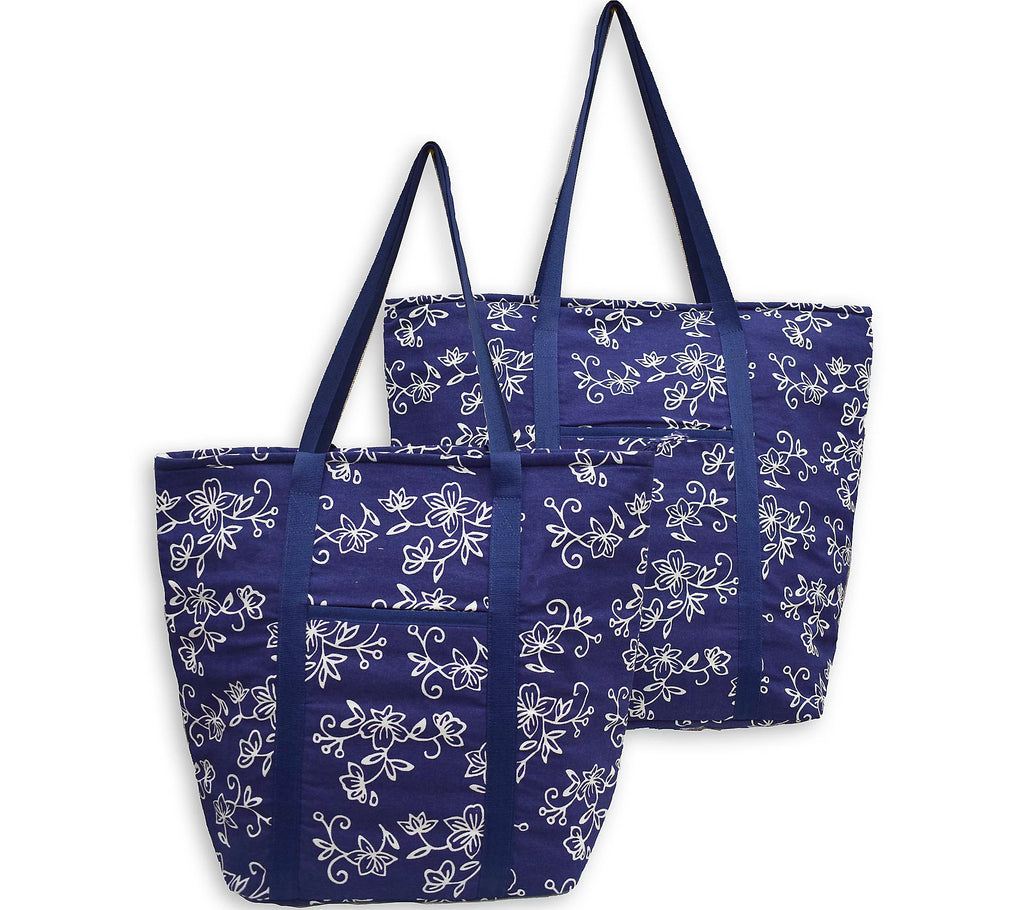 Assorted Floral Print Cooler Tote Bag Set in Various Color Options