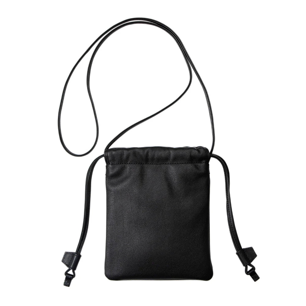 Leather Drawstring Crossbody Bag for Weekend Daily Outings