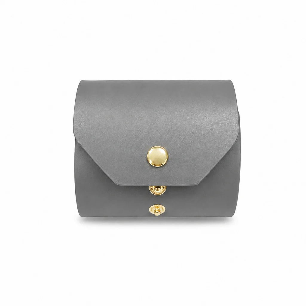 Multi-color Matte Minimal Leather Mini Bag with Metal Snap Accessory